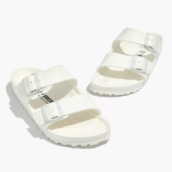 Birkenstock Shoes - Birkenstock Arizona White Plastic Slides, Size 38